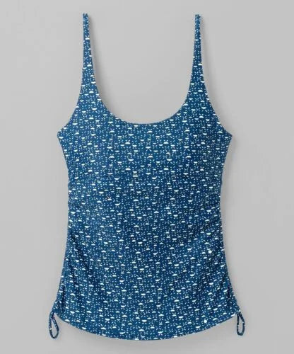 prAna Deep Cha Scoop Small Melody Cha Neck Size Shirred Top Tankini Indigo (S)