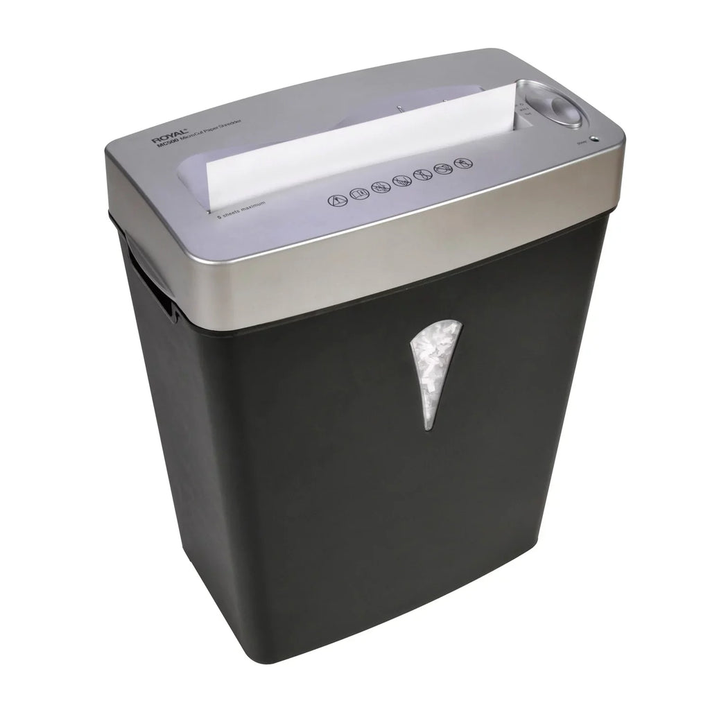 Silver 0.157" gal for Credit - Card 0.394" 4 Capacity 5 Shredder Cut Shred Paper - shredding Per - Wastebin x MC500 Micro Paper, Black, - Pass - - Size Royal