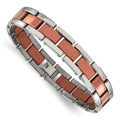 The Bow Men's & Link Plated Tungsten In Brown 8.25 Bracelet, Black Panther Polished