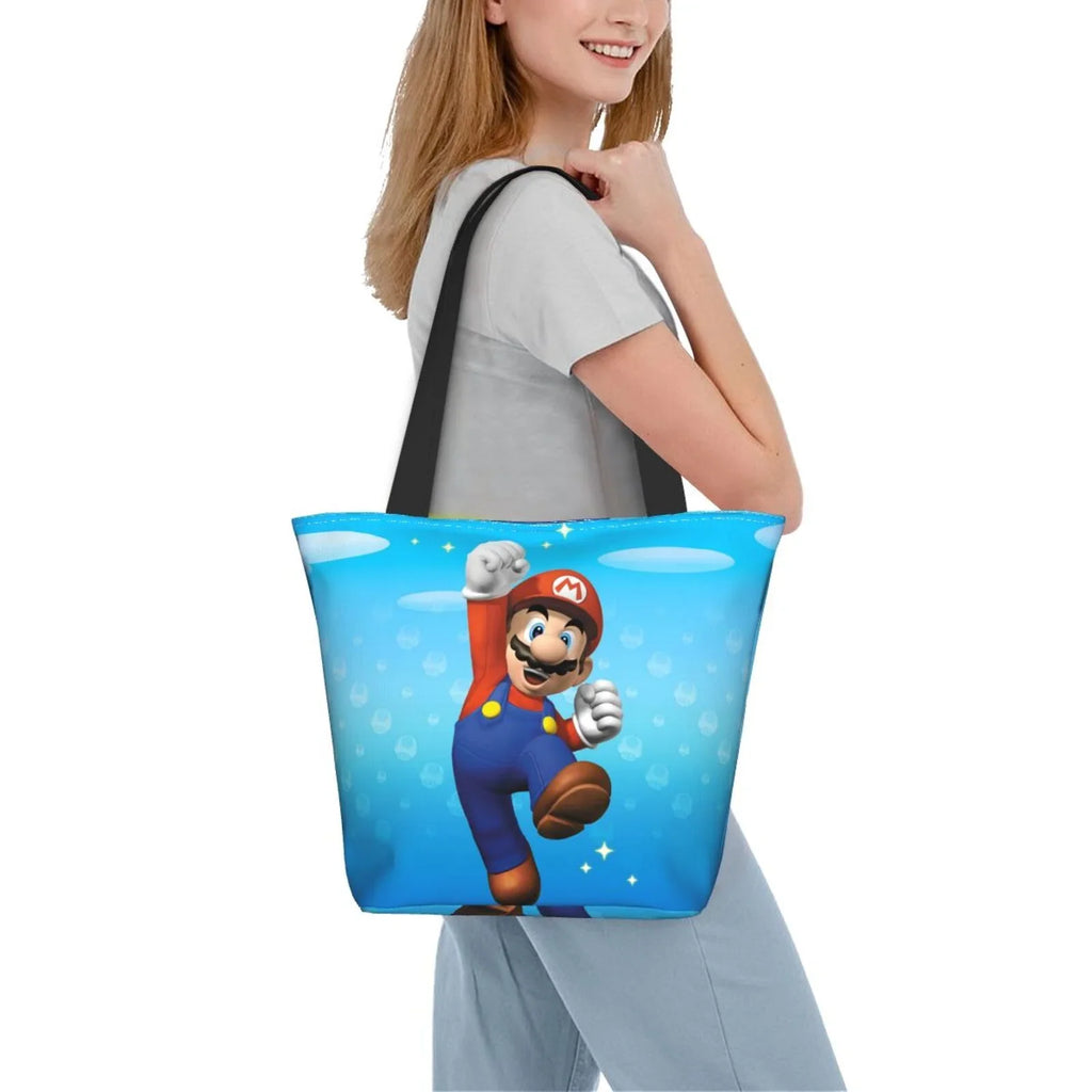Funny Women's Business Capacity Bag Super Shopping Mario Shoulder Work Tote Handbag Large School Beach Travel For