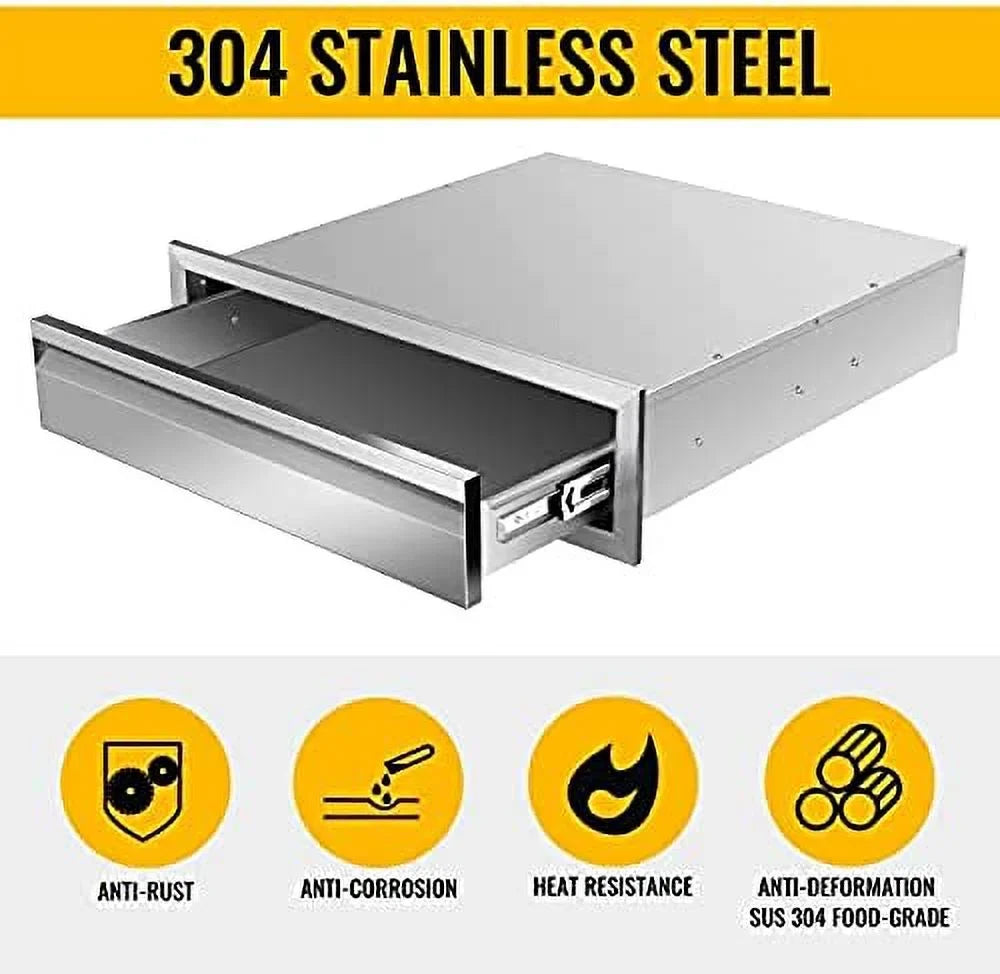 Triple Drawers Kitchen Mount For Island Outdoor 23D Station,24W Outdoor Flush Grill Handle, Steel X Drawers Patio Access Kitchens With Inch 6.5H Drawers, Stainless X BBQ Or BBQ