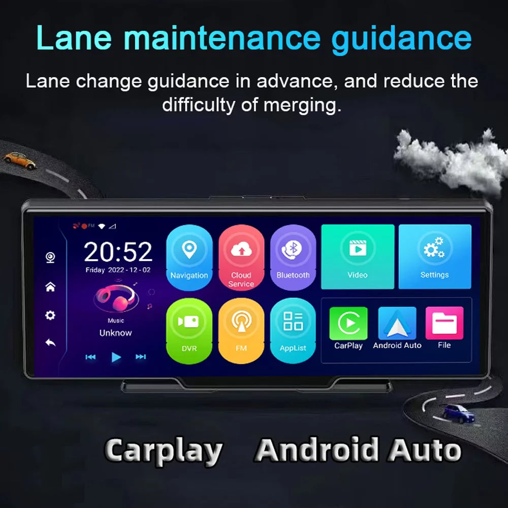 170 Video Degree - Experience - Recorder Dash Vision, 10.26in Enhance Navigation and Car Lens DVR, Angle, Car GPS Camcorder Navigation Multi-language Wide Your Safety Cam: Dual Car Night