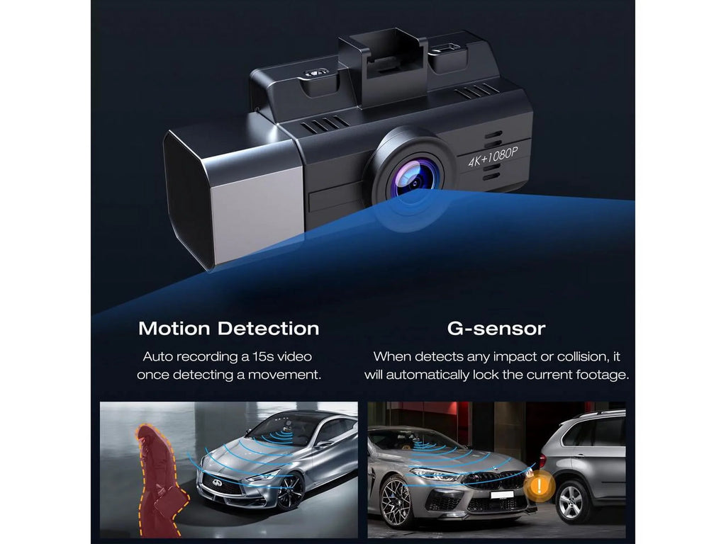 Parking 4K+1080P Channel 3 2K+1080P+1080P Dashcam IR Inside, Cam Camera Night with Triple and Car WDR,G-Sensor, 4K Monitor Camera, Rear Dash Dash Front Vision, TOGUARD