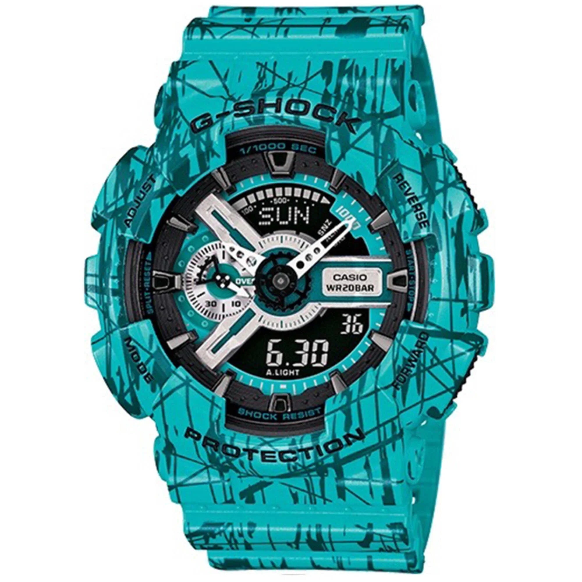 / GA-110 One - Pattern Designer Size G-Shock Slash Turquoise Watch