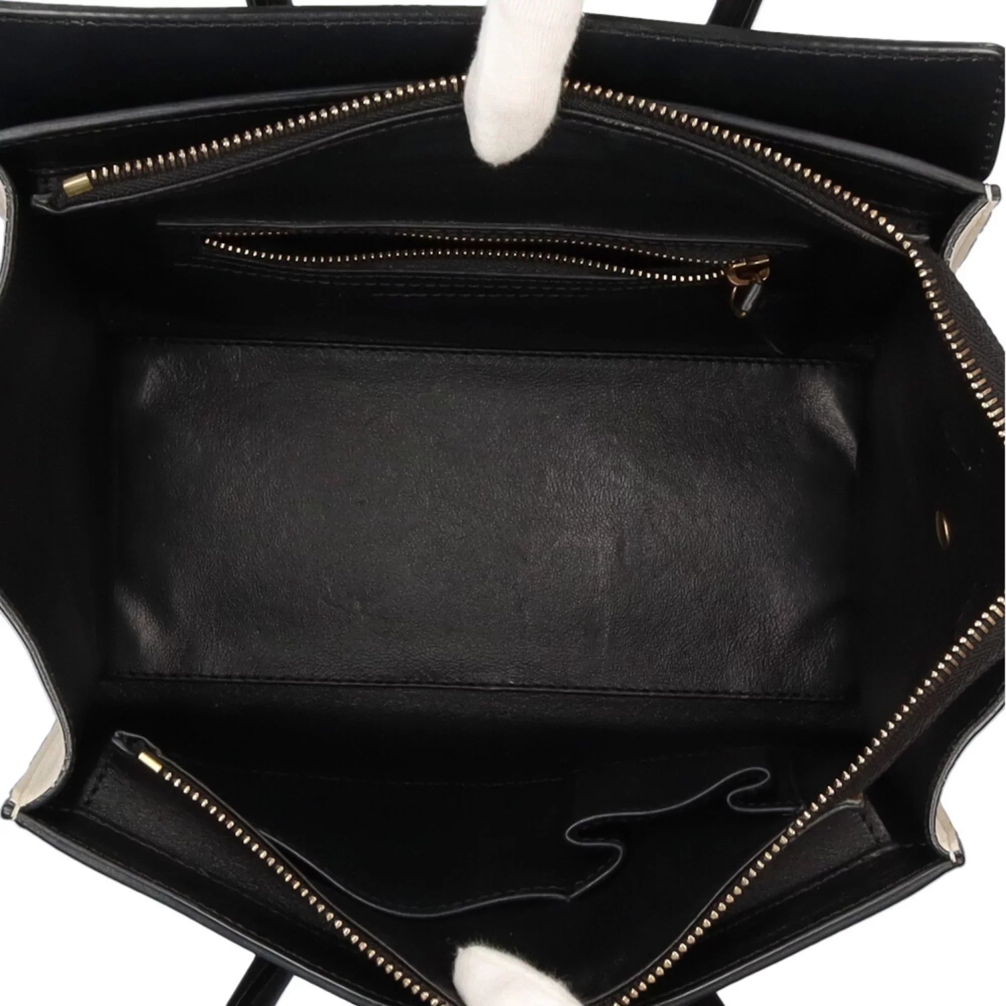 Micro Leather Luggage Beige Ladies Pre-Owned Shopper Handbag Celine (Good)
