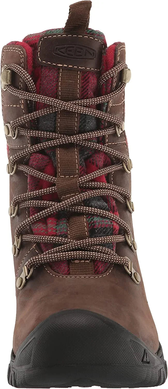 Plaid Dark Insulated 7.5M Greta Boots Waterproof - KEEN Brown/Red for - Ladies