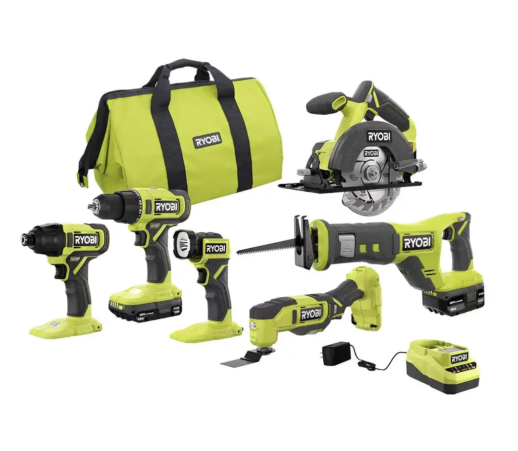 Battery, 6-Tool Combo Kit 1.5 and Cordless Battery, Ah 18V RYOBI with Ah ONE+ Charger 4.0