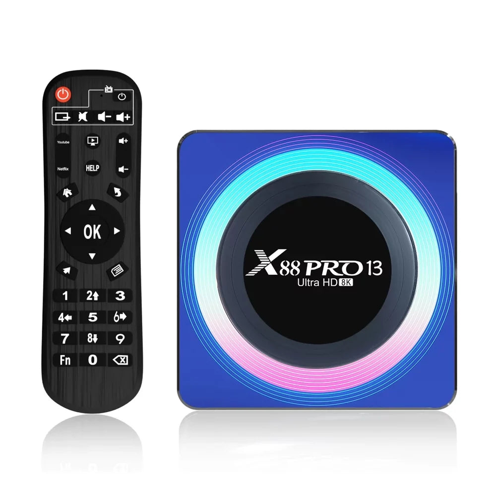 1000M Box 13.0 ROM RAM WiFi6 4GB Ethernet Quad-Core 2.4G/5.8G USB3.0 Dual HDR10+ HD 8K 32GB BT5.0 TV Band Android Ultra