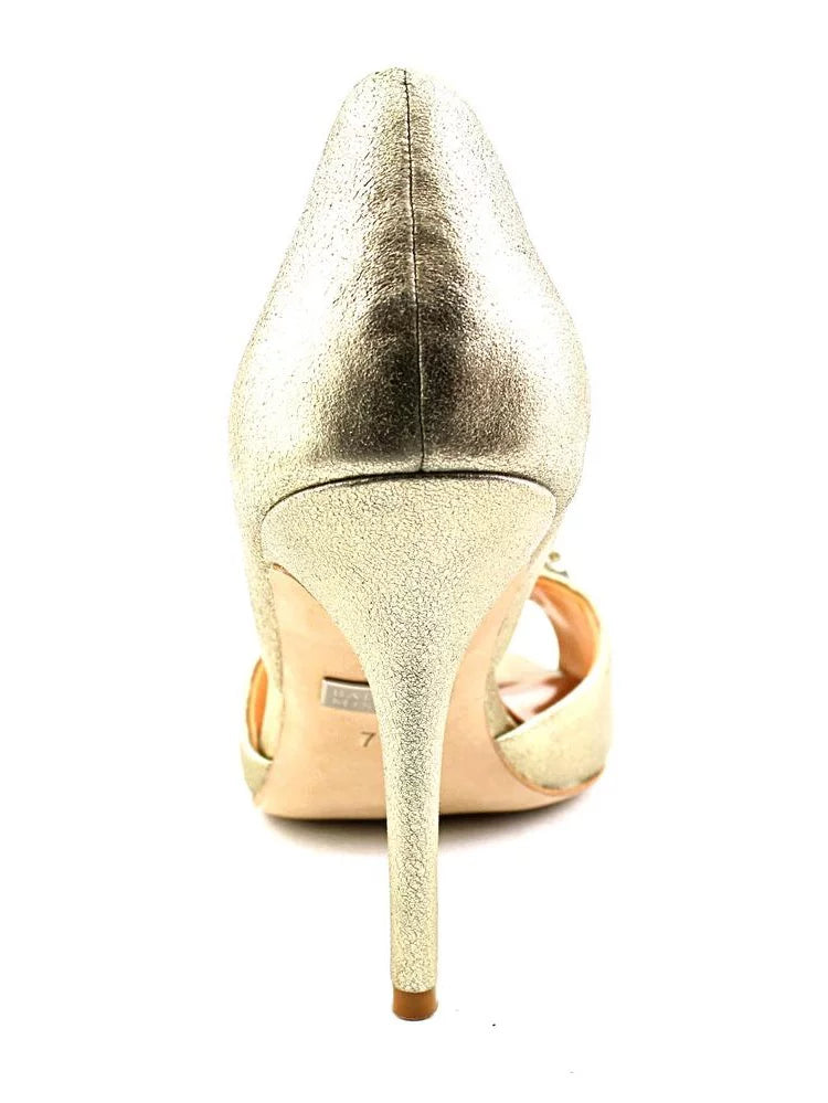 Suede, M II Badgley US D'Orsay Pewter Mischka Giana 7.5 Women's Pump, Metallic