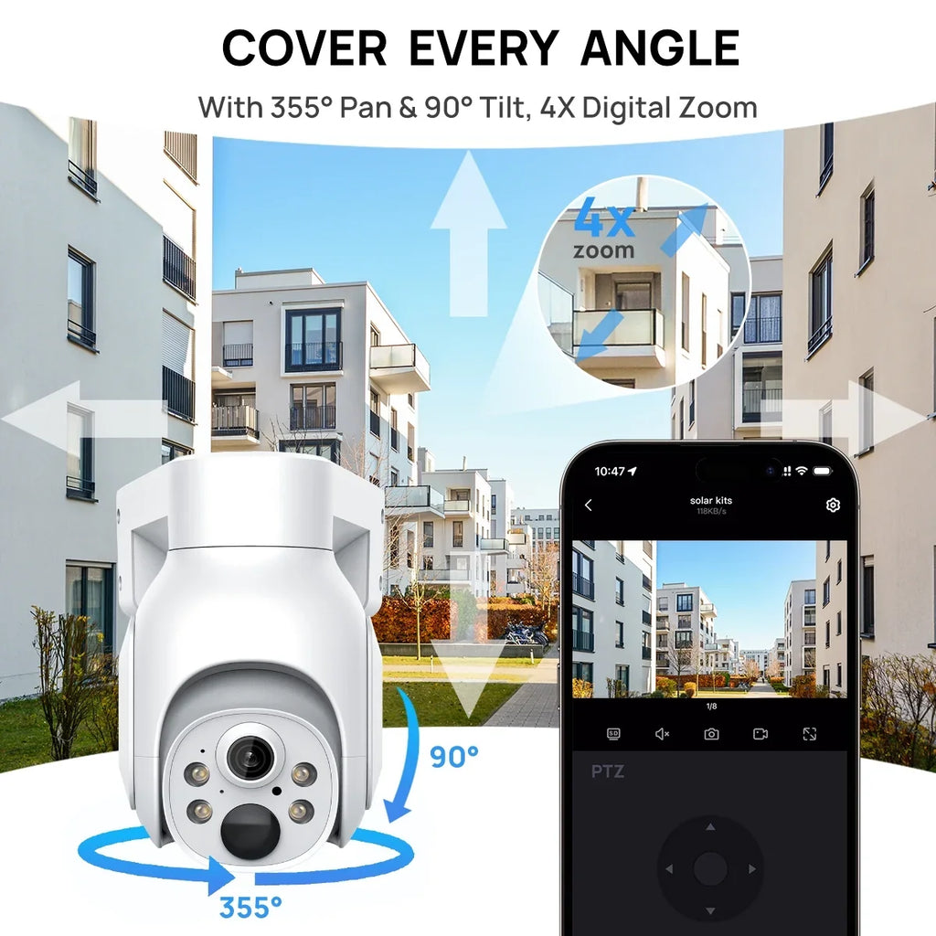 4MP Panels 10CH NVR IP HDD Battery System 2.5inch Wireless Solar with WiFi 2Pcs , Camera PTZ CCTV KIT