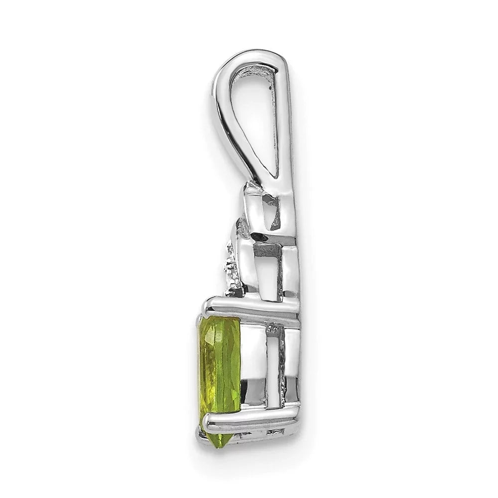 14K W-4mm) Diamond Auriga Pendant for Gold Women White Peridot (L-16mm,