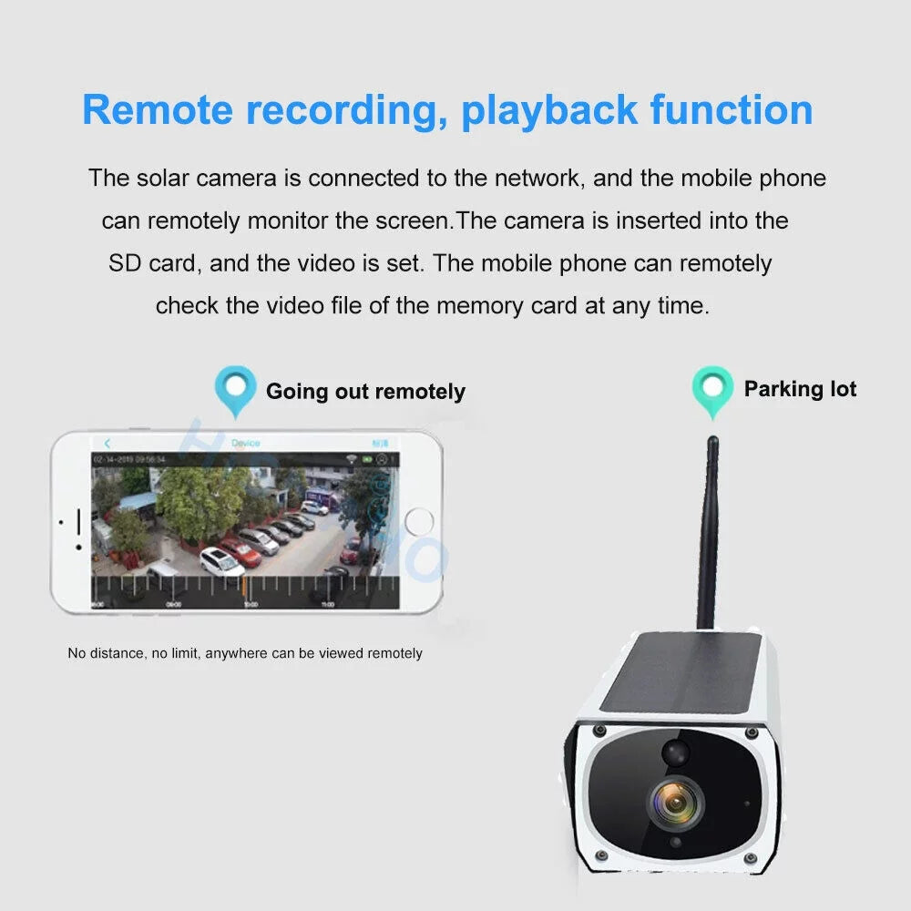 IP 1080P Surveillance Cameras, WiFi Camera, Camera Video Motion Powered, Wireless Solar Rechargeable Outdoor Waterproof, Security Energy Battery Powered Detection,