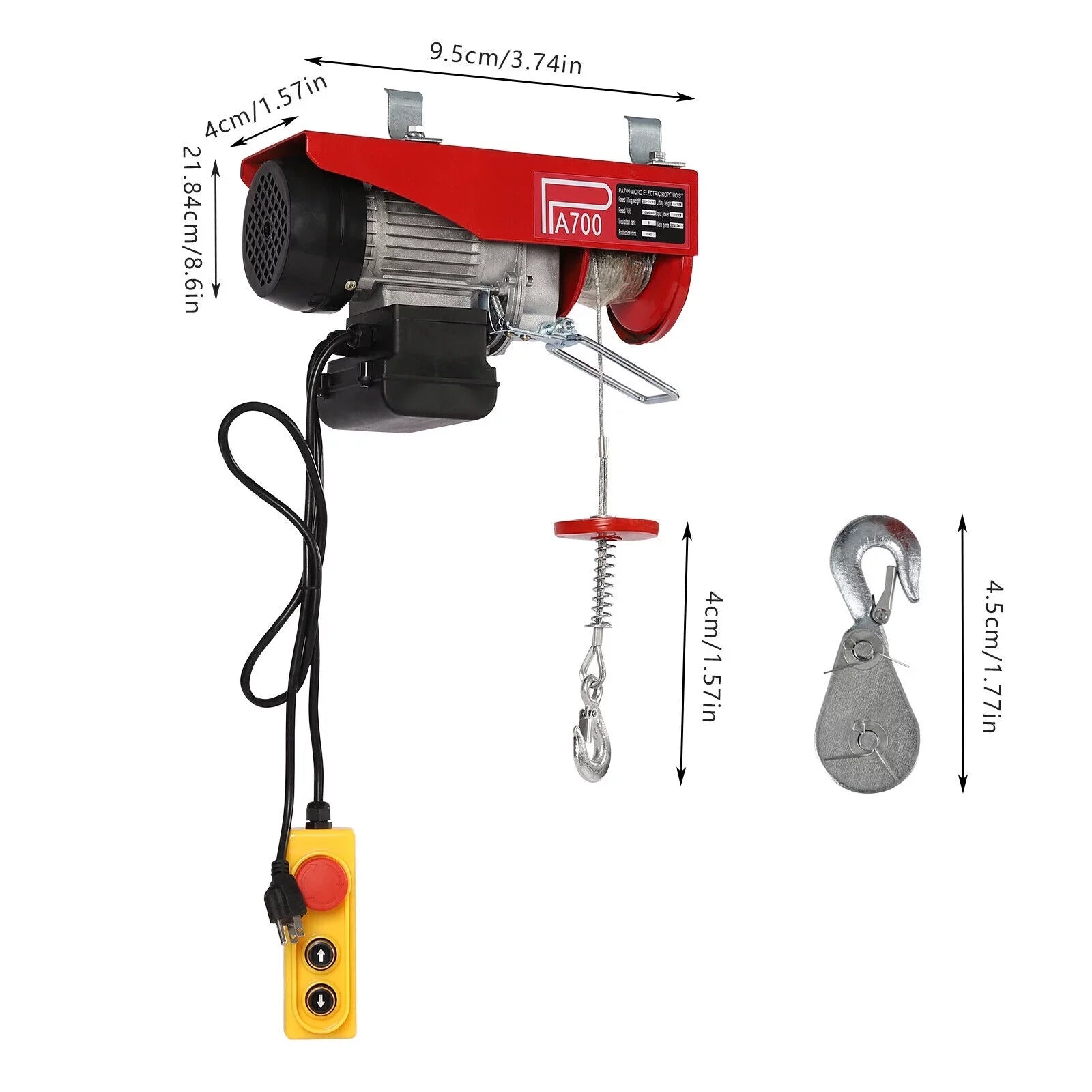 Winch Wire Control Electric 1543lbs 110V Hoist Winch Portable Remote W/ Electric