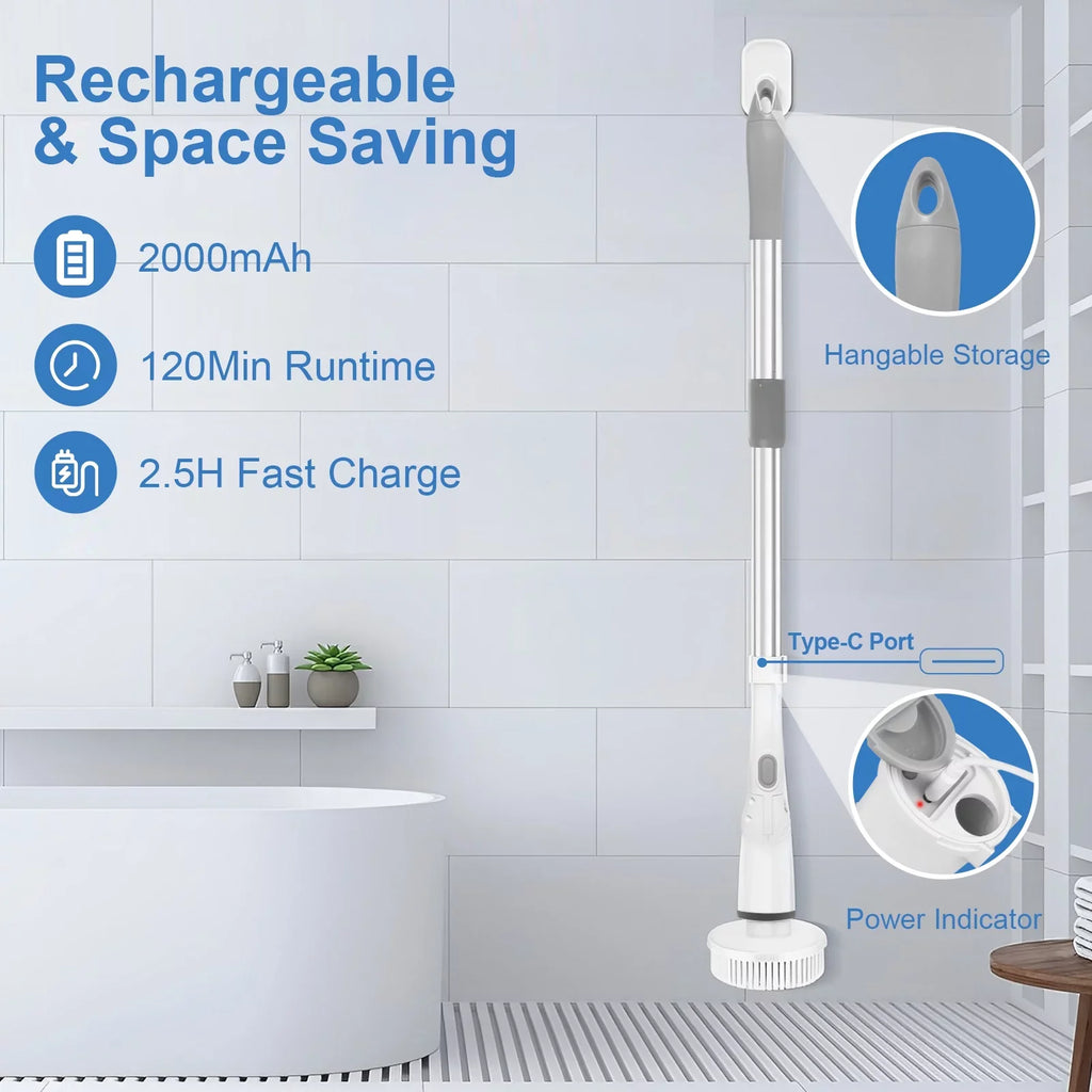for Replaceable Spin 6 Tile, Cleaning Cordless Brush, Fixdono Bathtub, Heads Floor Scrubber, Scrubber Bathroom Electric Cleaning
