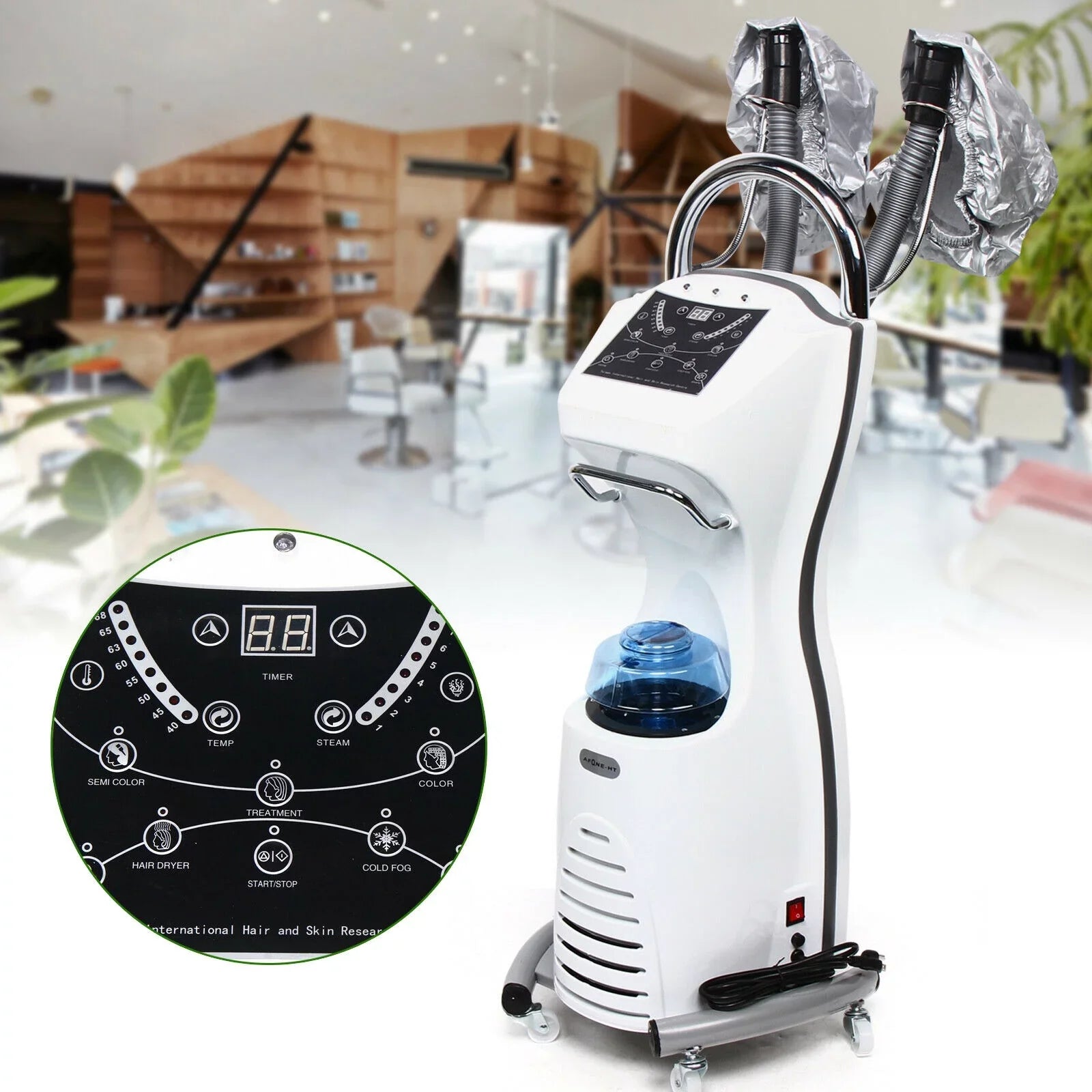 7-in-1 Care Hair Dyeing Spray Vibrating Stand with SPA Steamer Machine Professional Anqidi Hair Machine Professional Salon 700W Hairdress Ozone Perming
