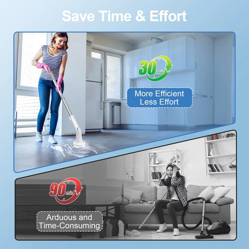 for Replaceable Spin 6 Tile, Cleaning Cordless Brush, Fixdono Bathtub, Heads Floor Scrubber, Scrubber Bathroom Electric Cleaning