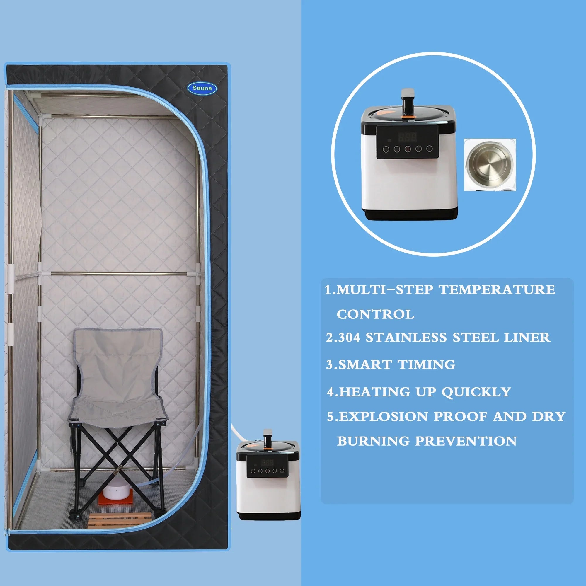 Spa black Box With Full Sauna Sauna Cheelom Home Steam Tent Sauna，Portable Body