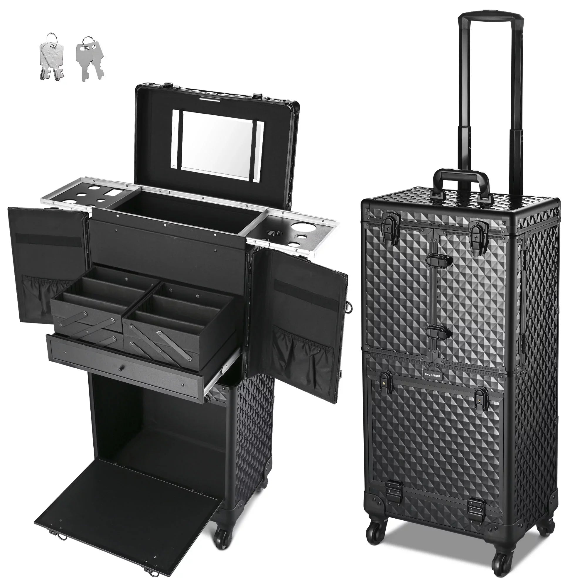 Cosmetic Salon Rolling Byootique Organizer Stylist Case Hair Trolley Makeup