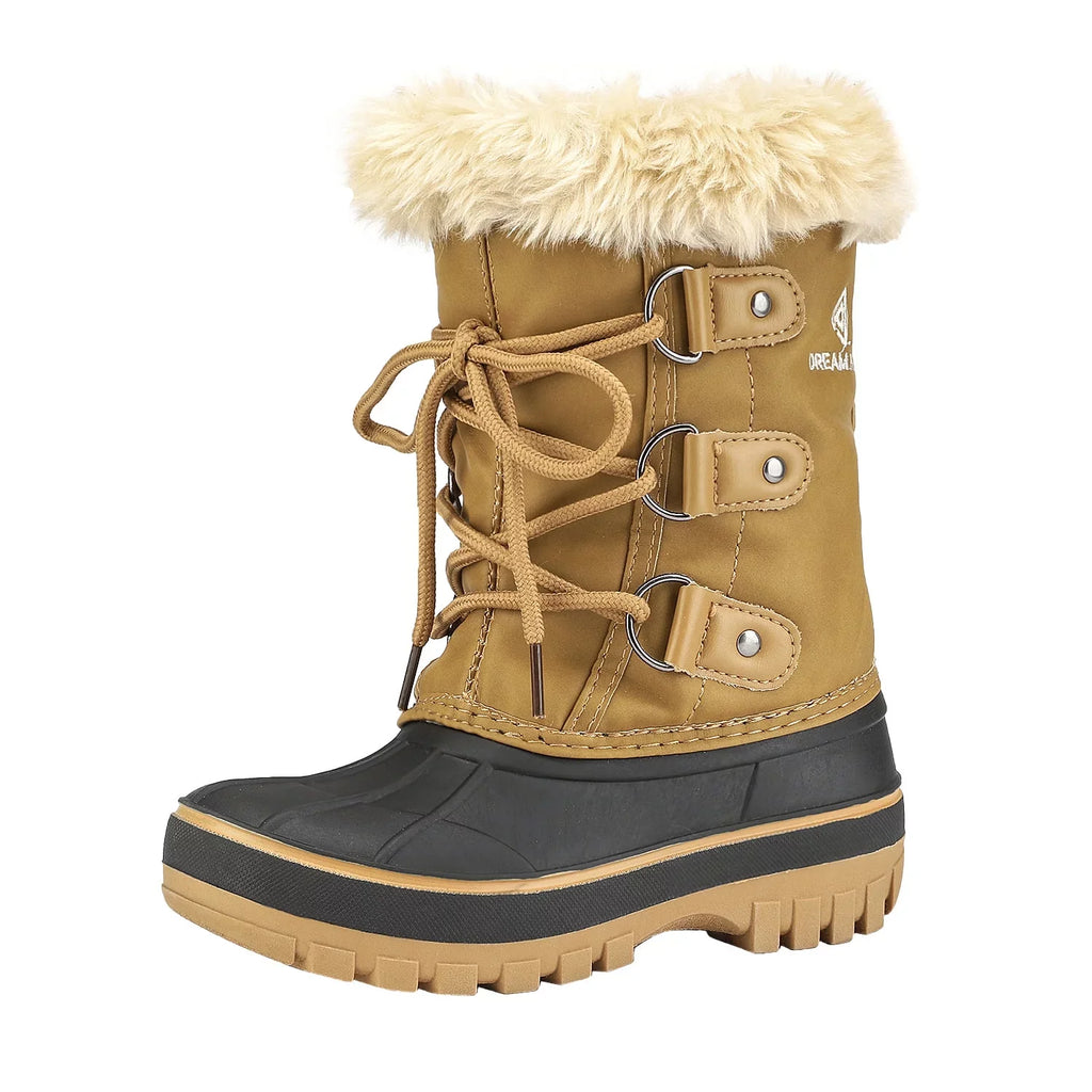 1 Toddler Shoes Ankle Kid Dream Pairs Boots Faux Little Fur-Lined Girls Warm Boys Size Soft Snow Kids FORESTER Winter Boots TAN