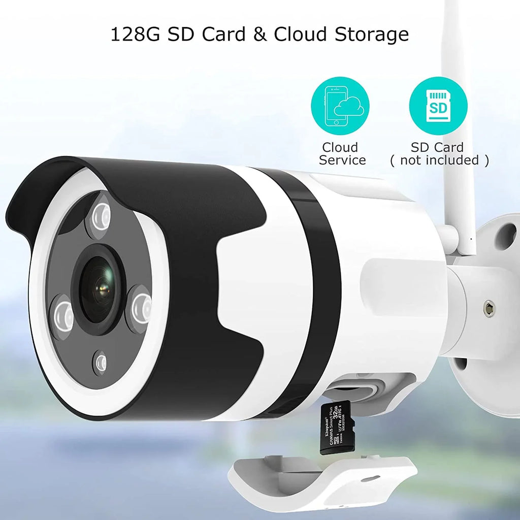 Weatherproof Camera Night Outdoor WiFi Netvue Security with Motion Detection Vision-White Surveillance Camera,