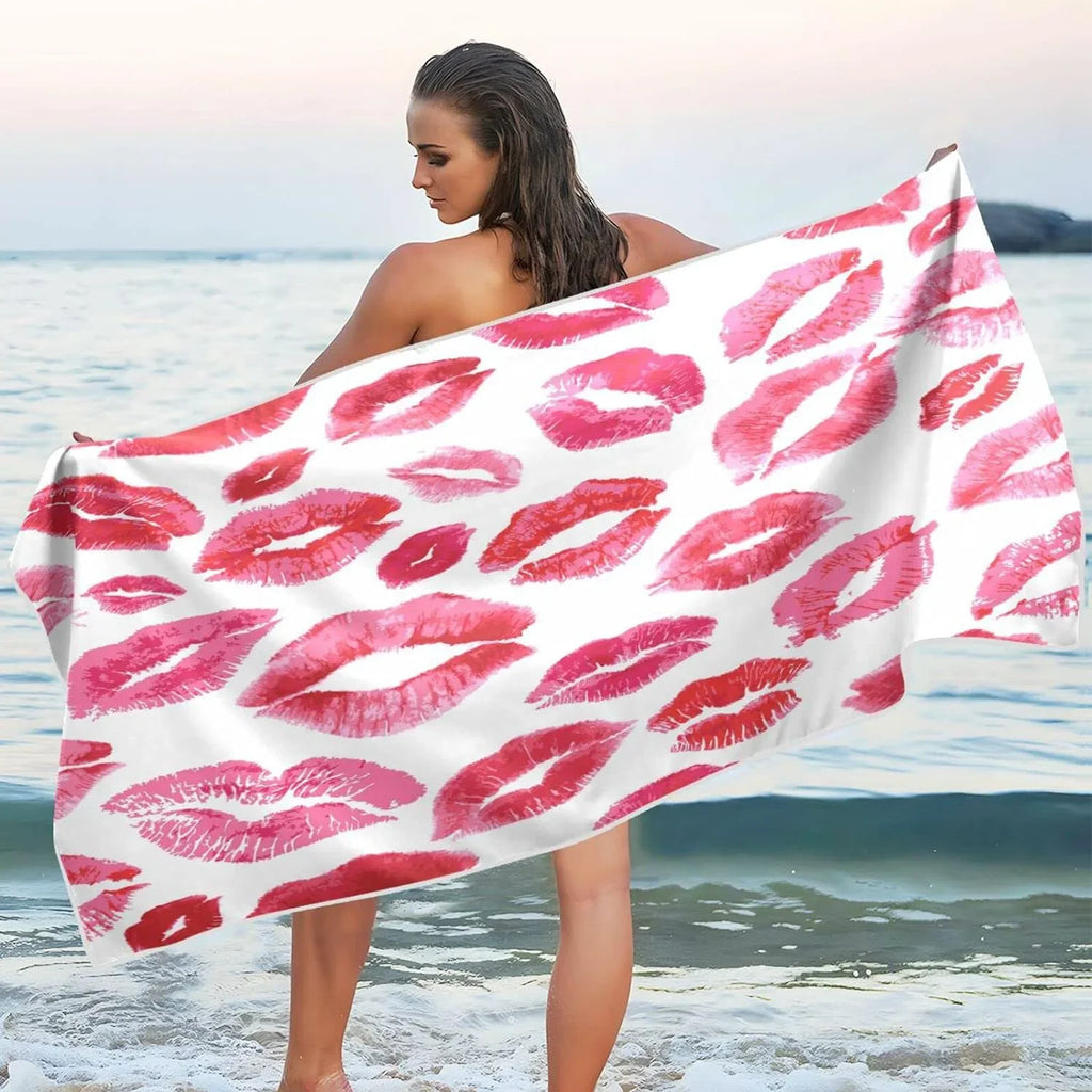 （159） Beach for - Oversized Holiday Towel Lightweight Swimming Lips Red Absorbent Towels Super Travel Compact Bestwell Quick Dry - Camping Towel