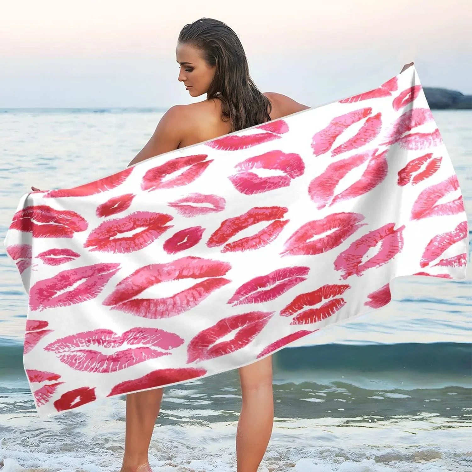 （159） Beach for - Oversized Holiday Towel Lightweight Swimming Lips Red Absorbent Towels Super Travel Compact Bestwell Quick Dry - Camping Towel