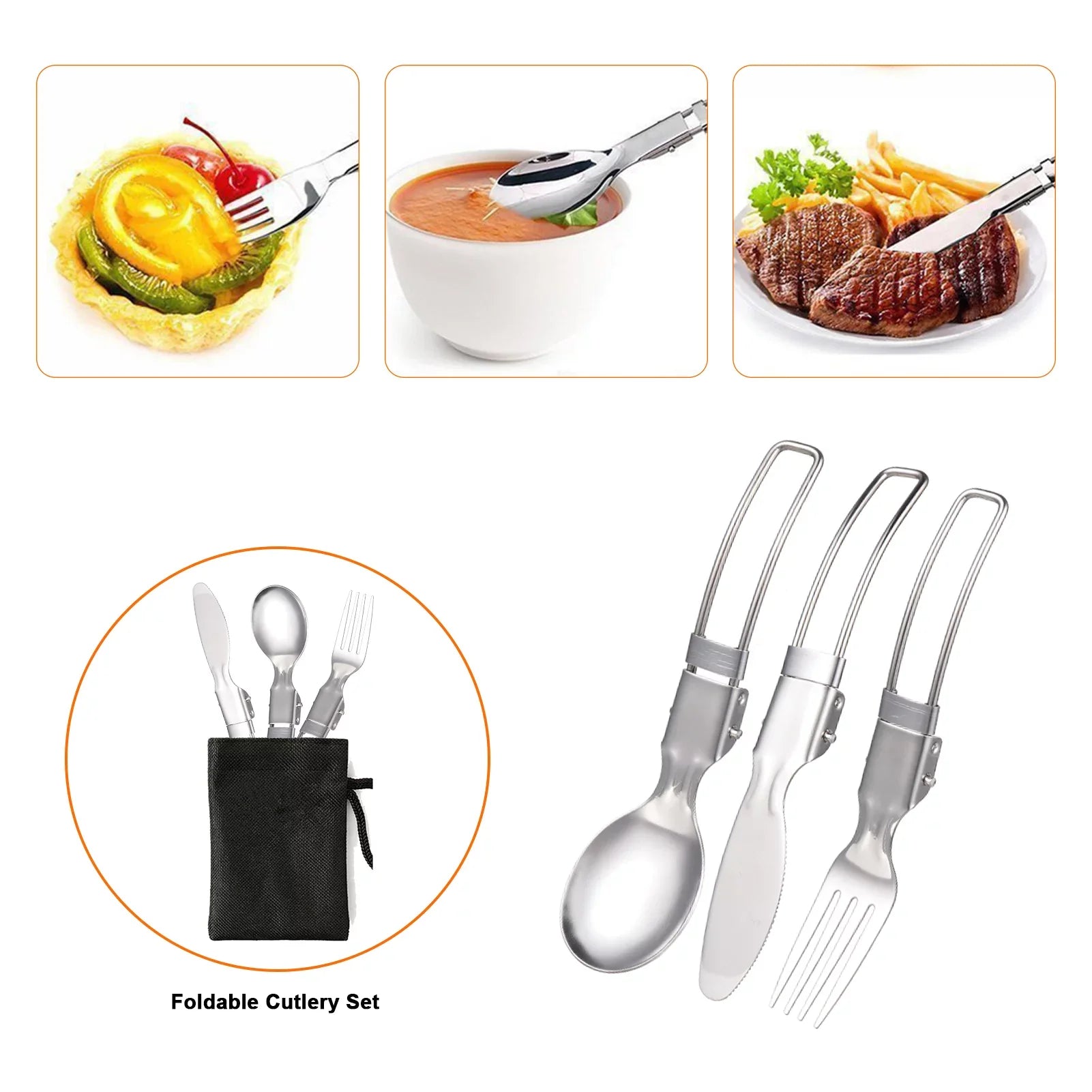 Steel Ideal Stainless Lightweight Utensils Camping Aluminum for and Cooking Stove with Picnics and Backpacking Set Pot Cutlery ammoon