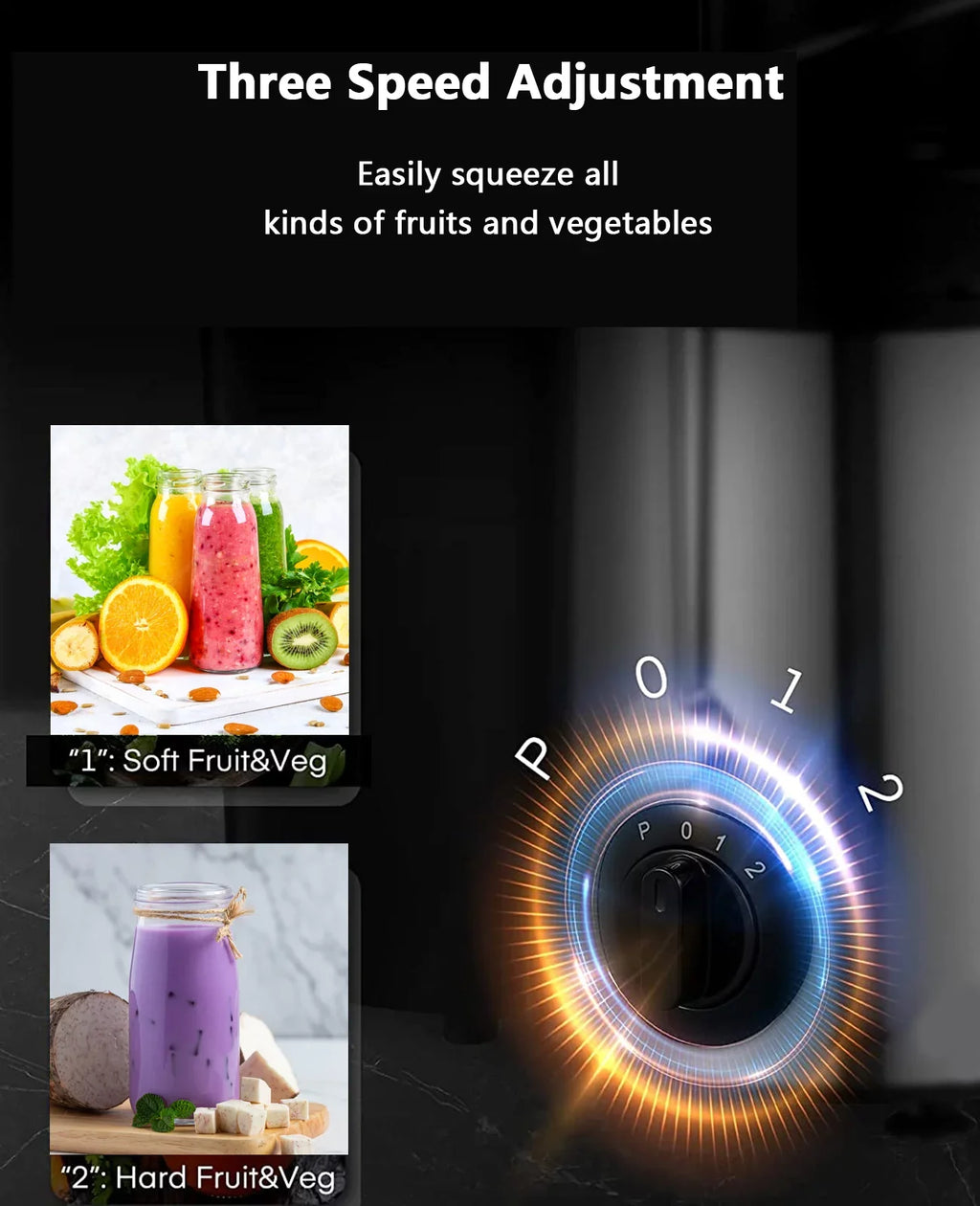 Fruits Centrifugal with for Juicer - Control Vegetables 3-Speed and