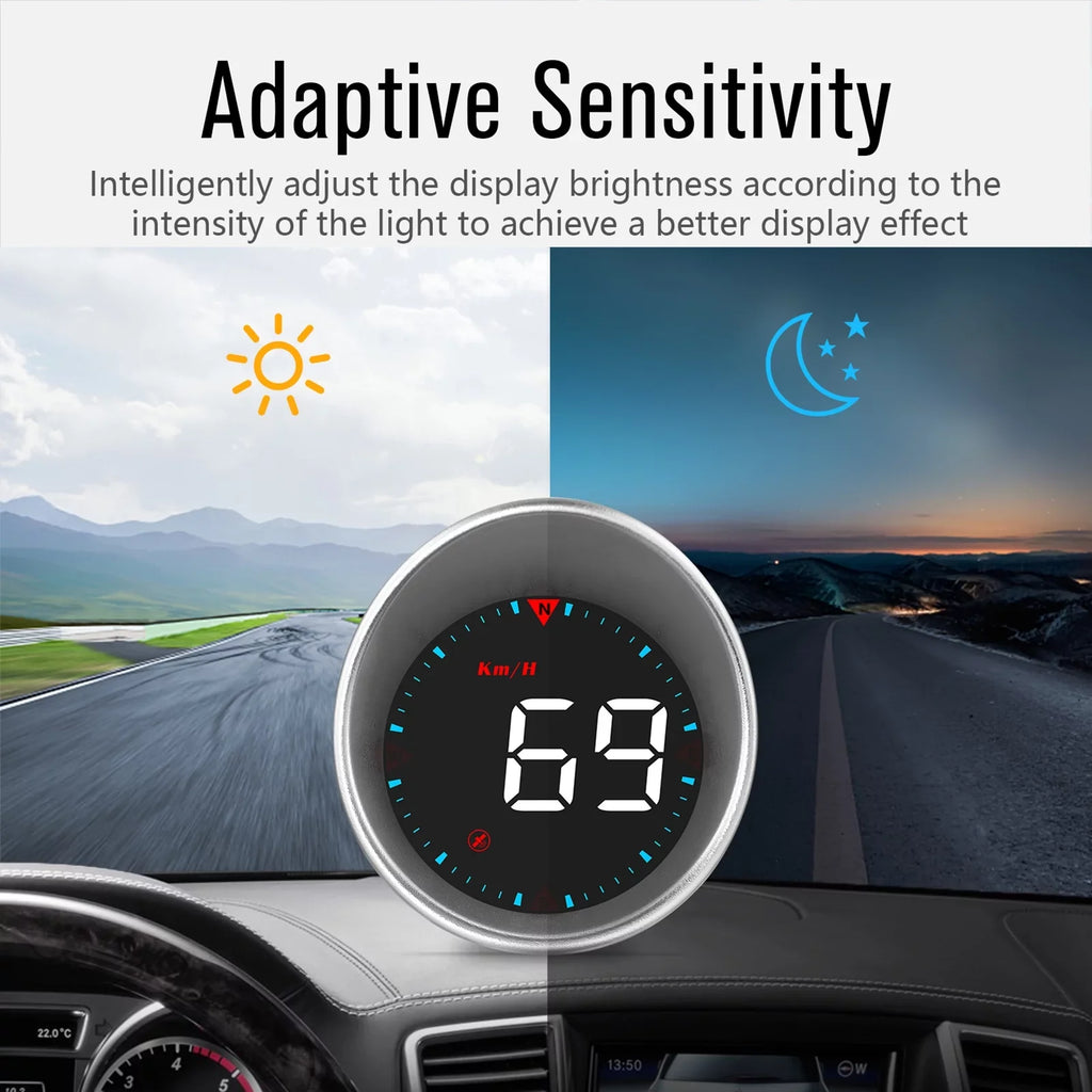 Compass Alarm Fatigue Speedometer Car Digital Angle, Display Alarm Head-up Mileage, HUD Driving Display and Overspeed Car Driving