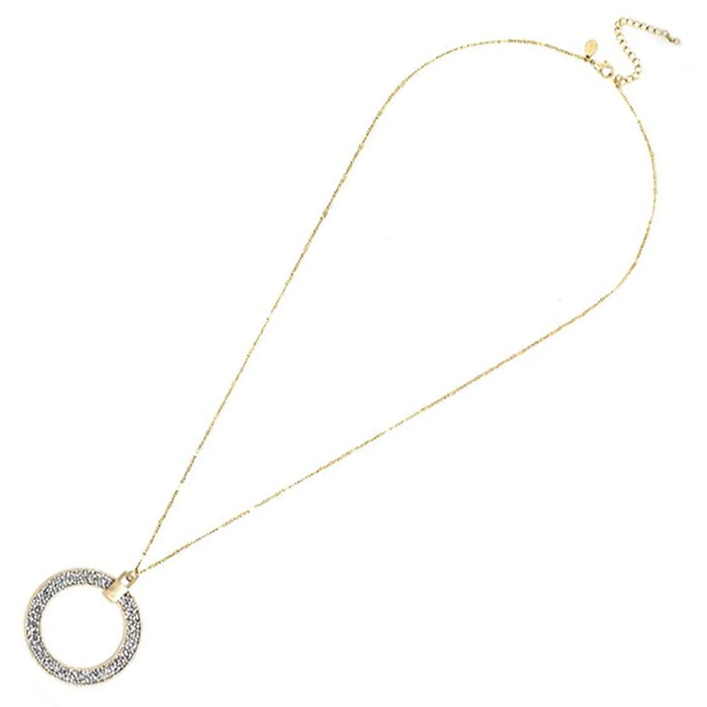 Glitter Women, Box Boutique Necklace Inc Silver Pendant for Long Teens Circle Blue Open