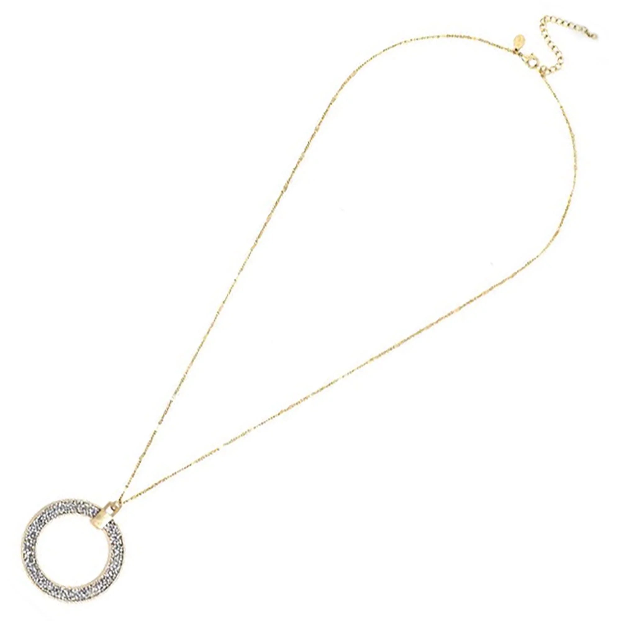 Glitter Women, Box Boutique Necklace Inc Silver Pendant for Long Teens Circle Blue Open