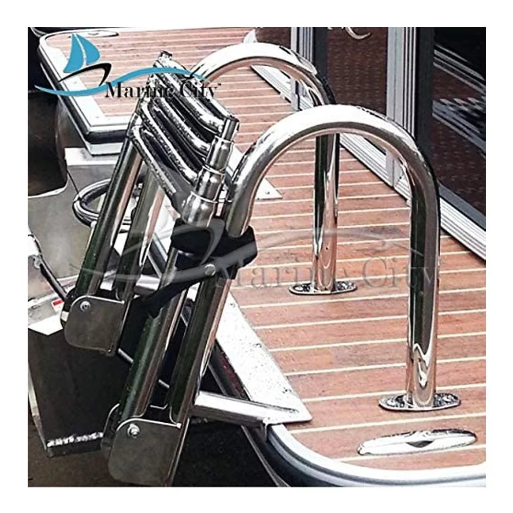4 Step Marine Steel Transom Ladder Stainless City Telescoping