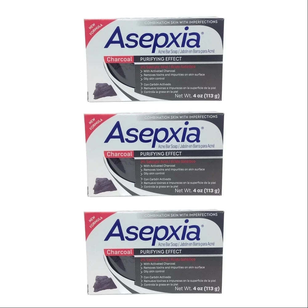 Removes 3 Oily Pack Helps with Acne Acid. and Impurities of Skin Salycilic 4 and oz. Charcoal for Bar Cleansing Blackheads. Asepxia Toxins. Soap