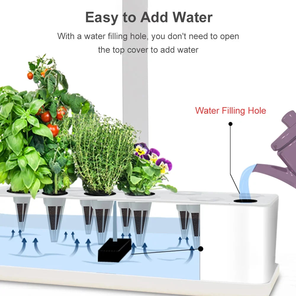 System for Kit Lights Adjustable Growing Smart Hydroponics LED Office 15W Timing Pods Kitchen Height Smart Pump 2L Water with Water Home Tank Leyfeng Automatic 9 Grow Herb Garden Indoor