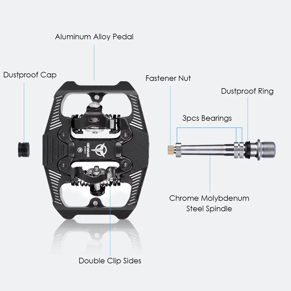 Double with Clip Pedals MTB Optimal Transfer Sided for Cleats Efficient Pedals