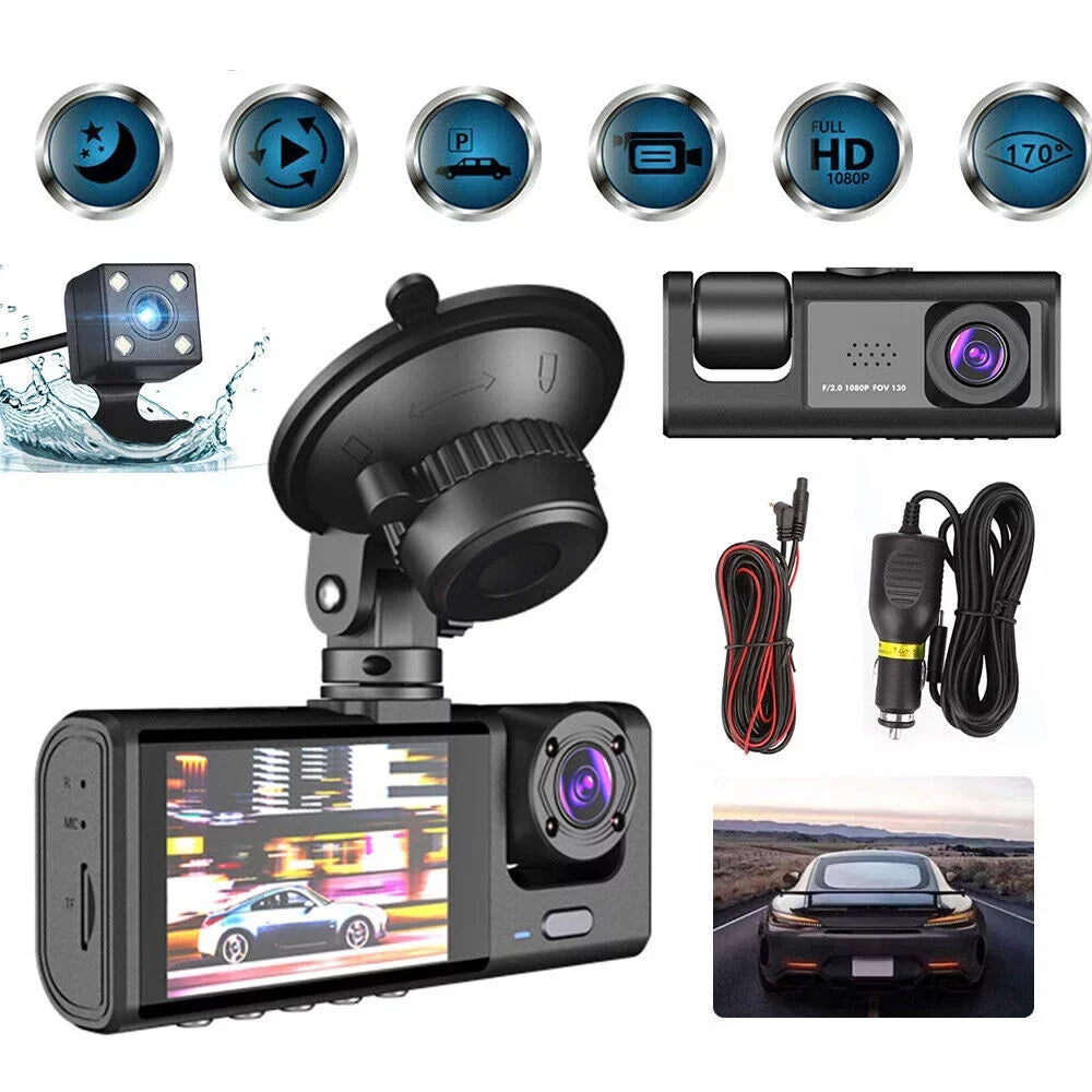 1080P Lens Jinyi Video Dash Cam Front/Rear/Inside G-sensor Car Dual Camera Recorder
