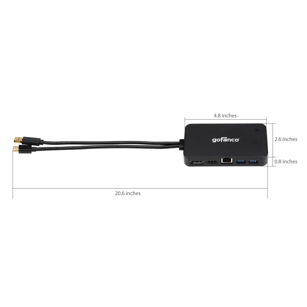 and DisplayPort(Thunderbolt or and Ethernet for Video Pro, gofanco 3.0 - Mini Output HDMI, Adapter 2 DP to Thunderbolt DisplayPort, Surface Hub Gigabit with 2) HDMI Dock/Docking USB Station PC MacBook