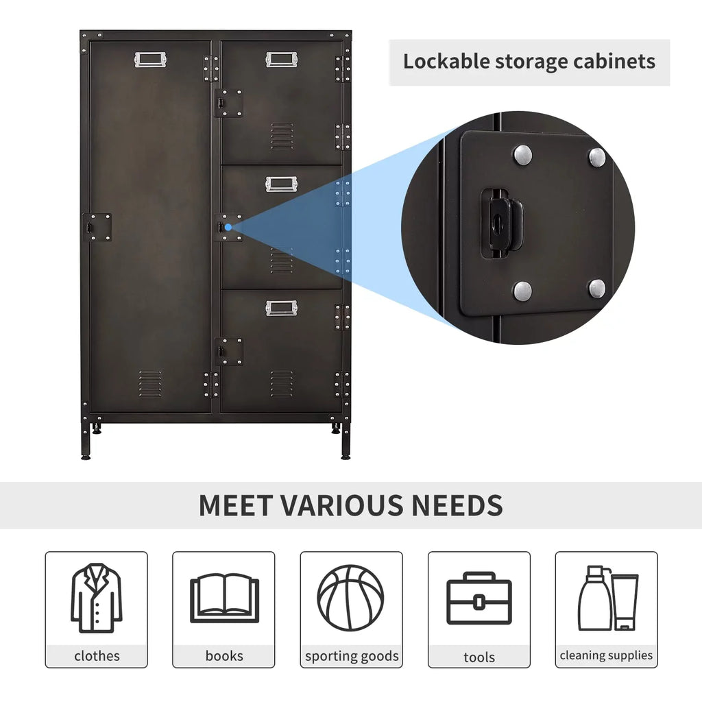 for for Lockable Door Storage Lockers 4 STANI Employees,71" Office Sundries,Gym,School Metal Cabinet Steel Staff,Home with