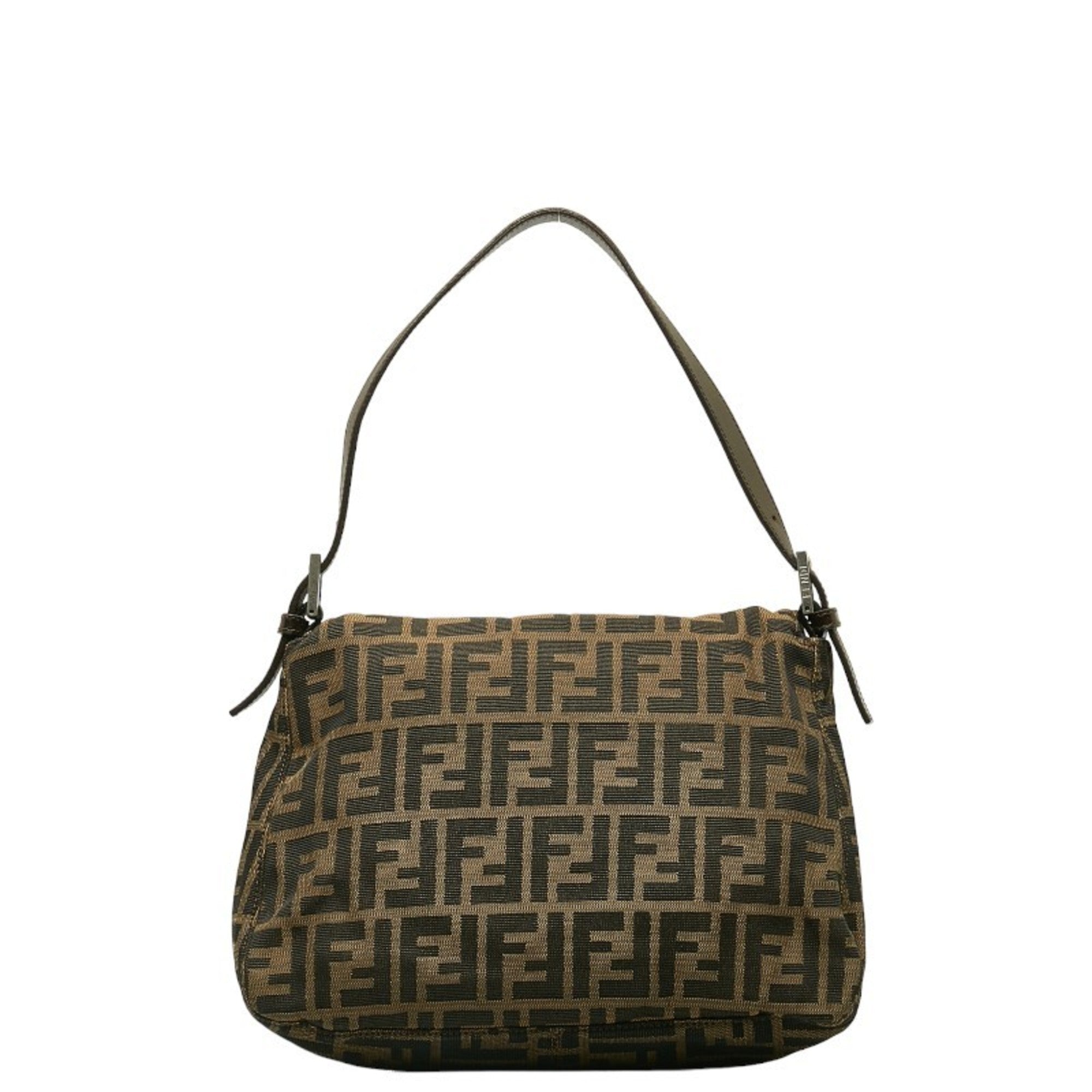Canvas Leather Pre-Owned Brown ZUCCA Bag Bucket FENDI Women's Mamma (Good)