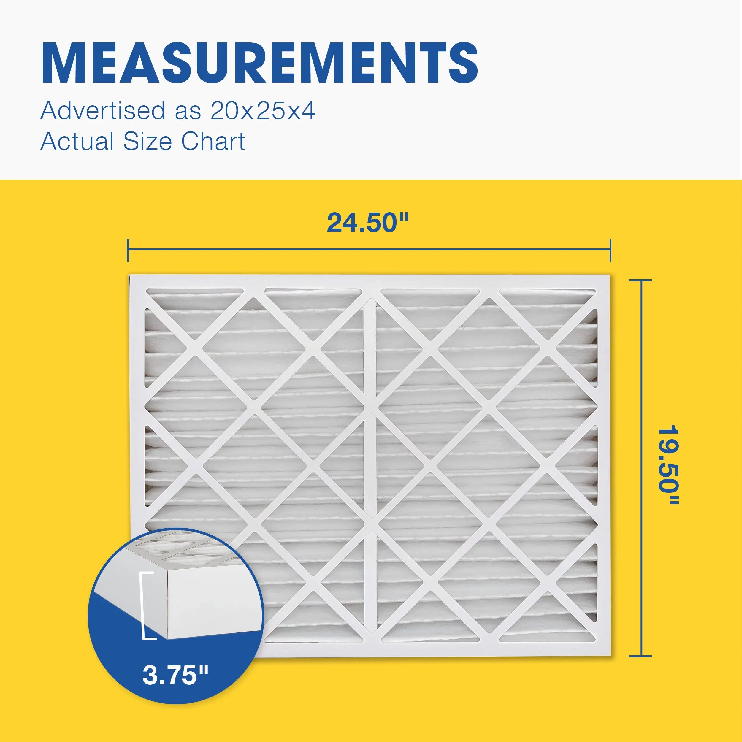 Filter, Air Pleated Pack Furnace MERV Aerostar 8 20x25x4 AC Air Filter, 6