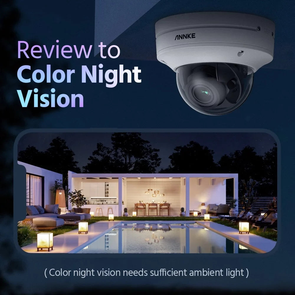 2-Way 4X 4K PoE Audio,Person/Vehicle Dome 8MP ANNKE Detection Motorized Security Varifocals Camera,Support