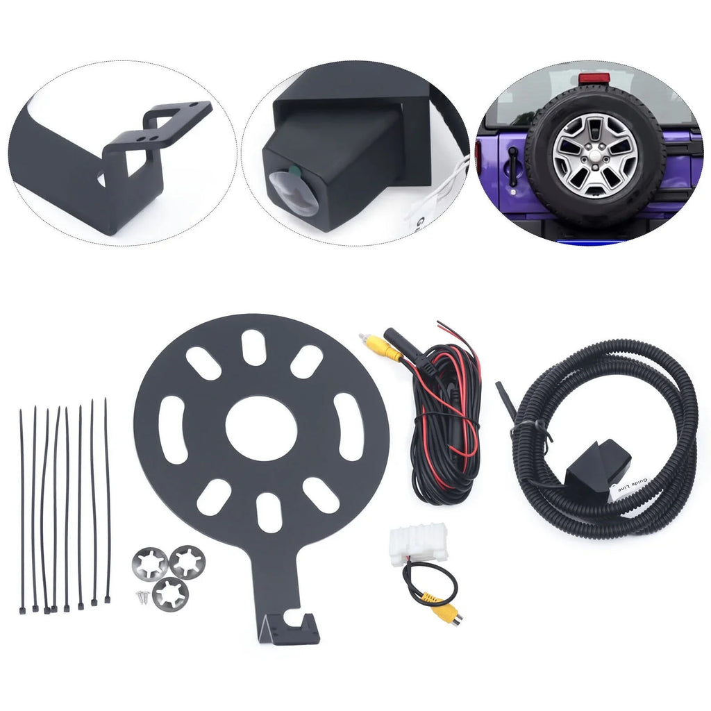 JK Kit View Jeep 2007-2018 Backup Spare Camera w/ Wrangler for Bracket Rear Tire