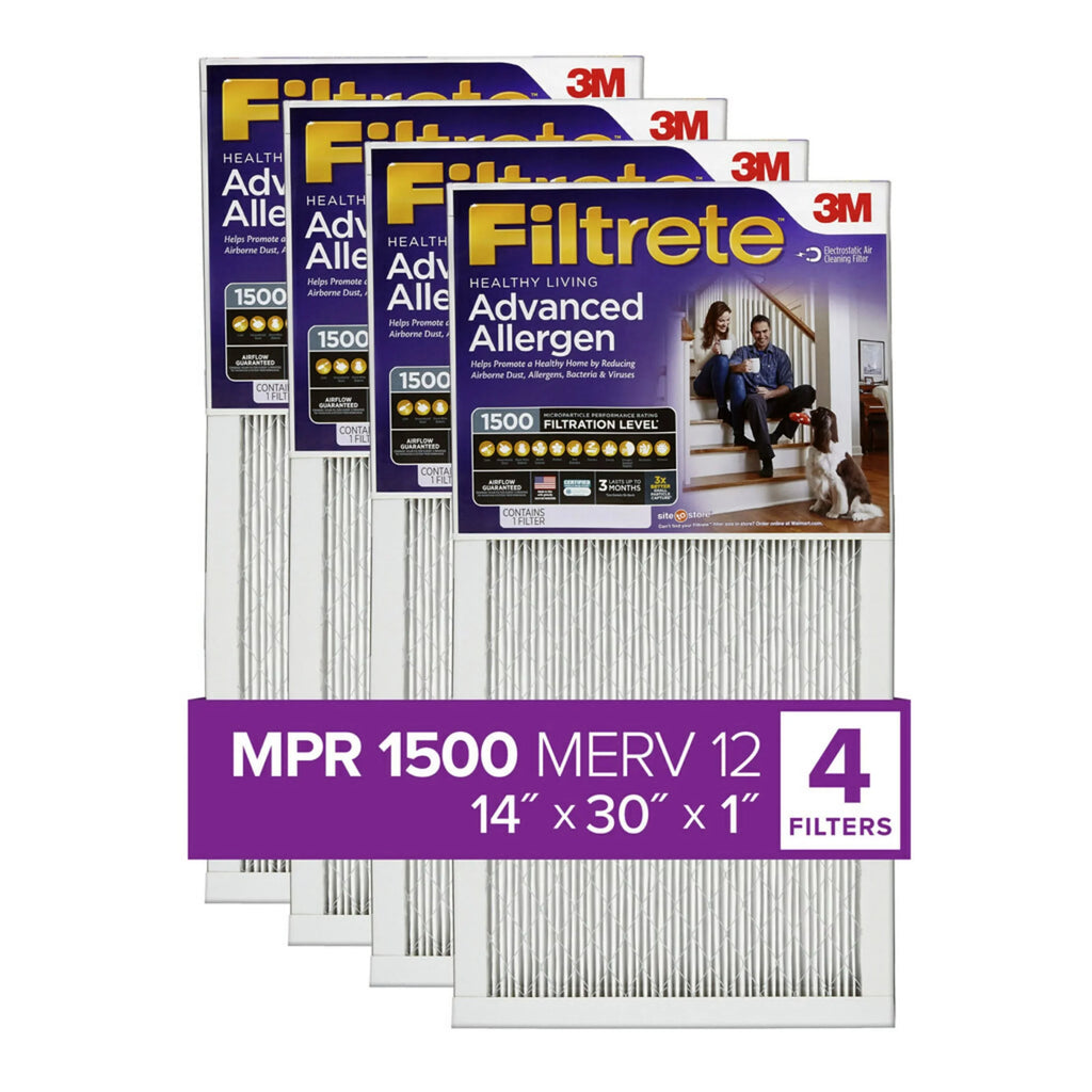 Air Allergen MERV MPR 14x30x1 Filtrete Filters 12, Filter, Advanced 1500 4 Reduction,