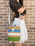 Wicker Medium Crossbody Bucket Drawstring Buoy Shoulder Bag Spade Kate