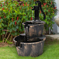 Barrel Waterfall Barrel Outdoor Garden Pump | 2-Tier with Fountain Water Fountain
