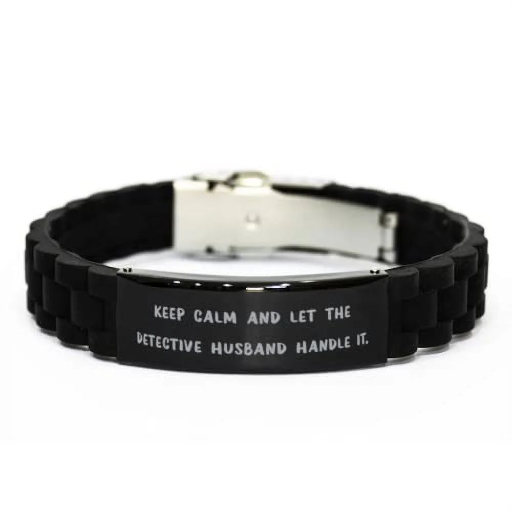 Inspirational Engraved for Husband Glidelock Bracelet, Husband The Calm Bracelet, Let Clasp and Husband Black amangny Keep Detective Handle.