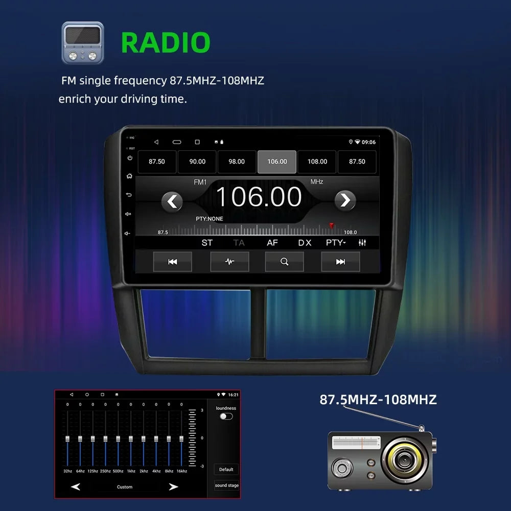 Subaru 10 9 Car Radio Auto Carplay 2008-2012 Player Bluetooth Android inch GPS Car Forester for Navigation JMANCE Android