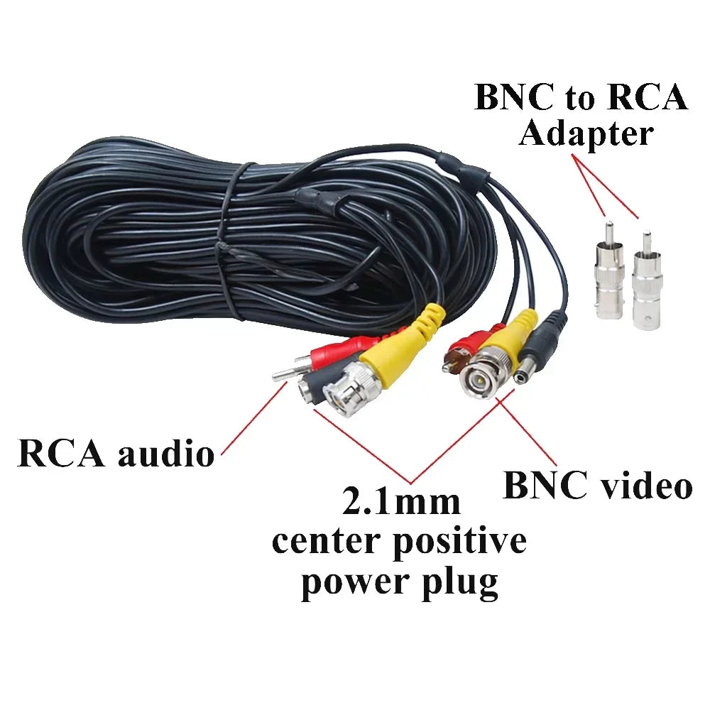 Wire Security Surveillance Power Audio Camera 4x BNC 12V Cable RCA Power 4CH Video Connector CCTV b4k VideoSecu Camera with for 50ft Cord DC