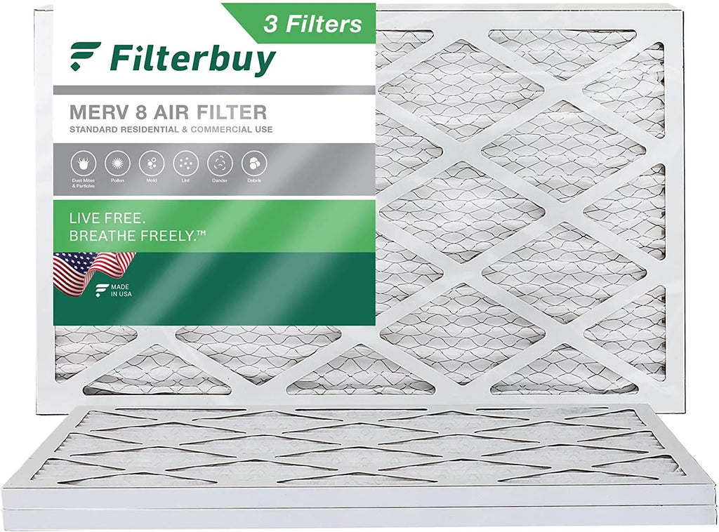 Pleated MERV Air Filterbuy (3-Pack) Filters AC 8 Furnace 8x24x1 HVAC