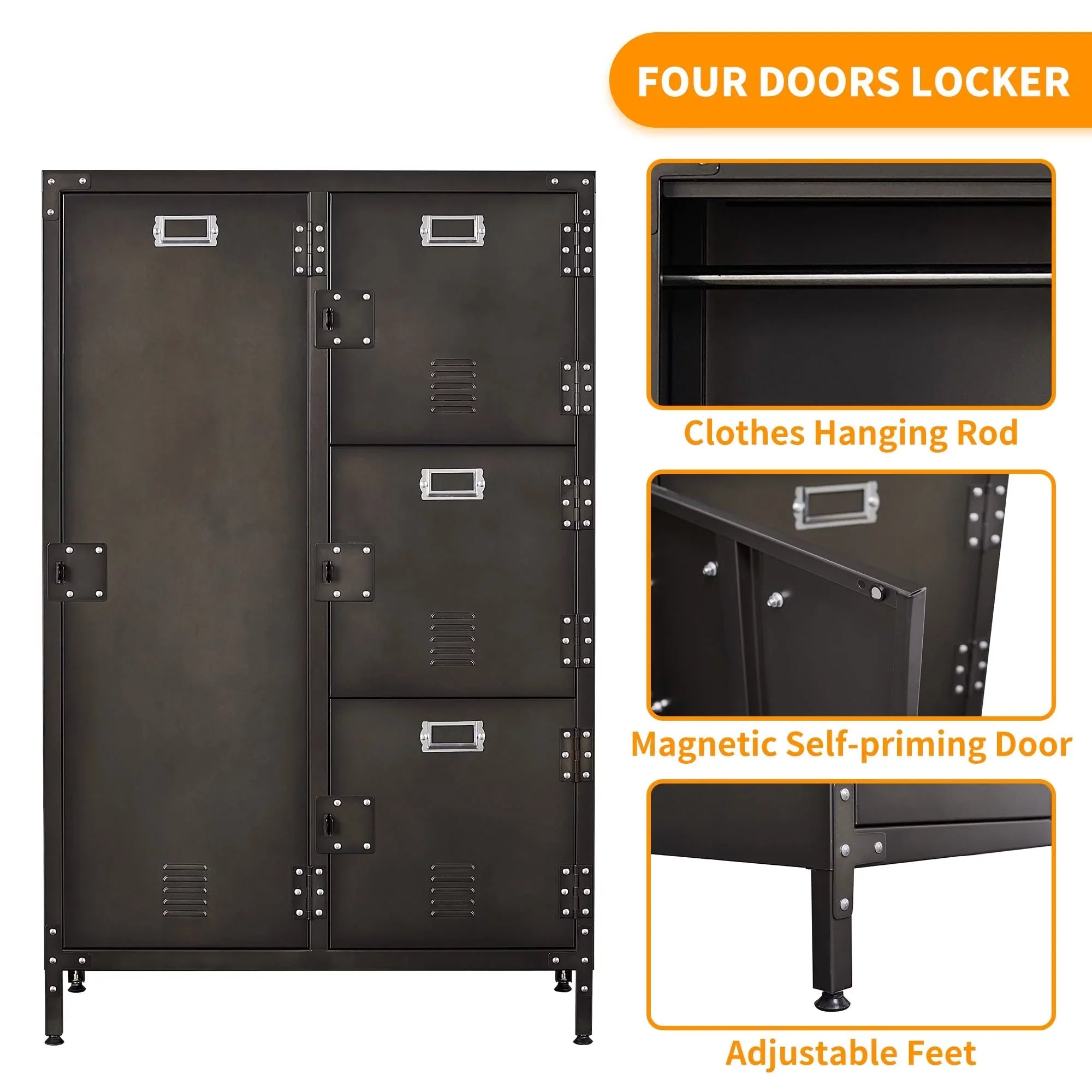 for for Lockable Door Storage Lockers 4 STANI Employees,71" Office Sundries,Gym,School Metal Cabinet Steel Staff,Home with